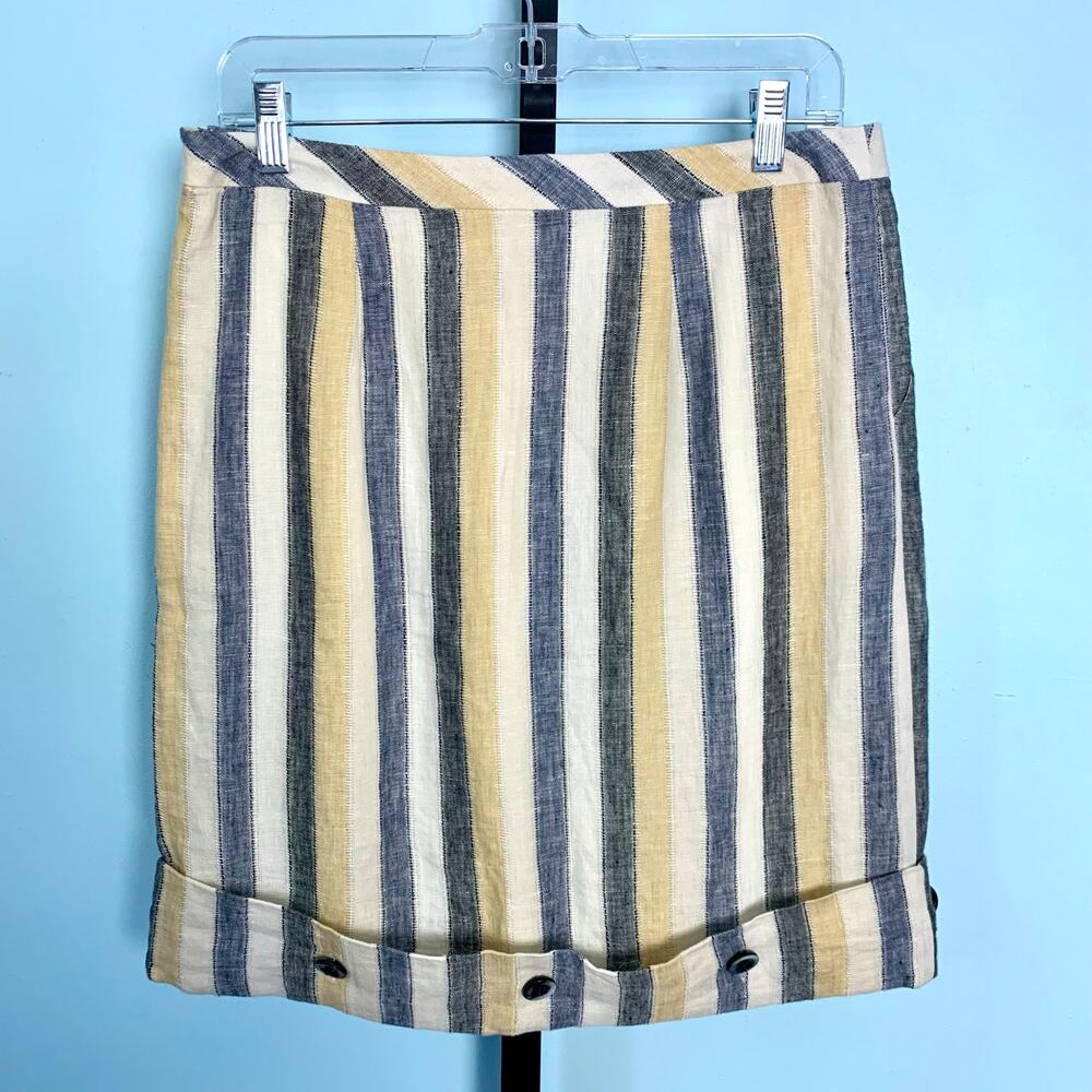 Anthropologie Edme & Esyllte Striped Linen Skirt Size 4 - Picture 7 of 9